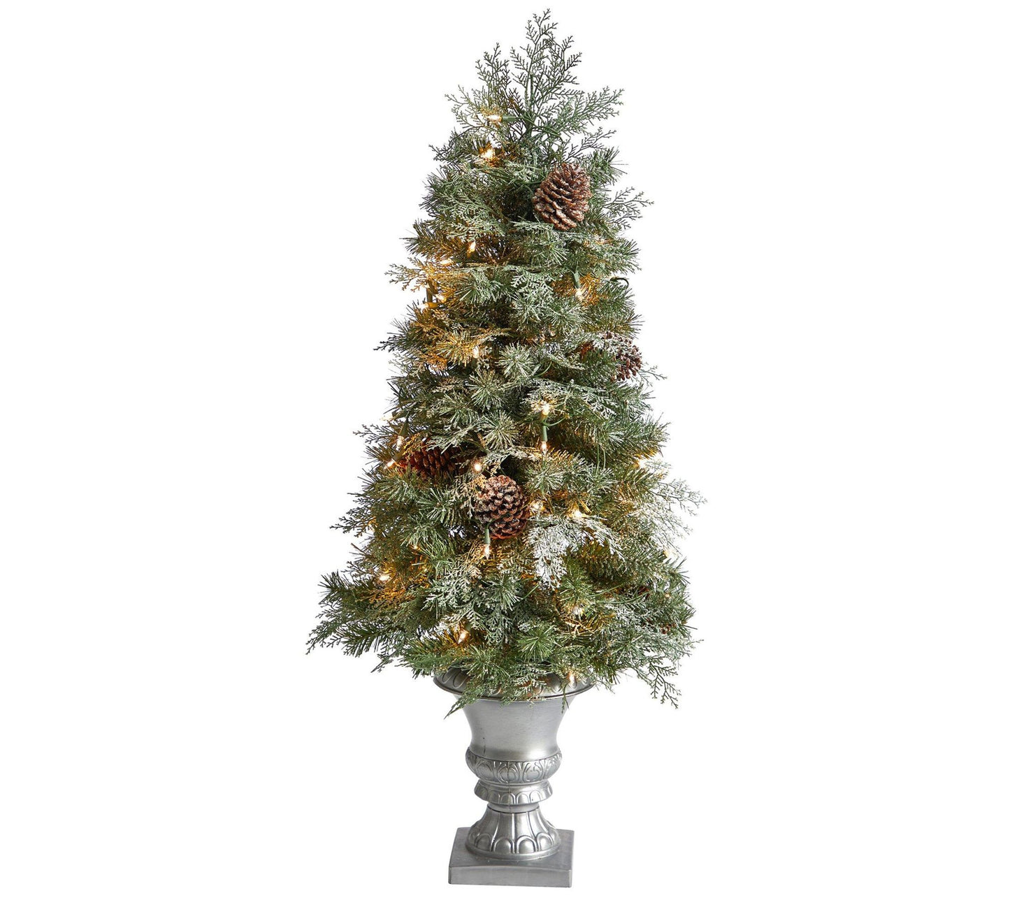 Nearly Natural 4-ft English Pine Christmas Tree in Urn w/ LEDs