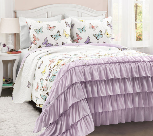 Lush Decor Butterfly Oversized 3pc Full/Queen Qilt Set