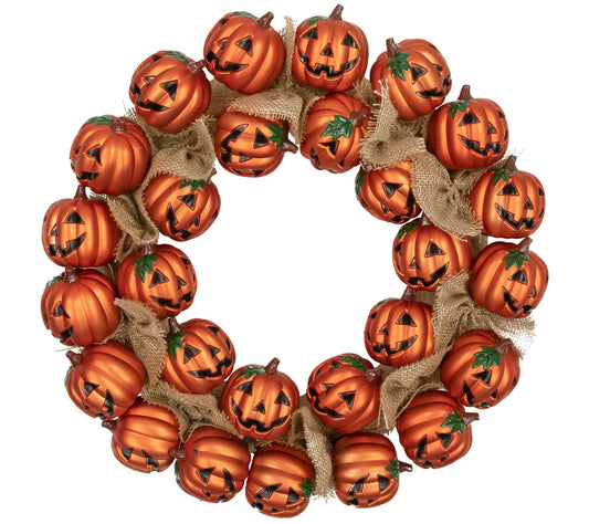 Northlight Jack-O'-Lantern & Burlap Halloween W reath 20"