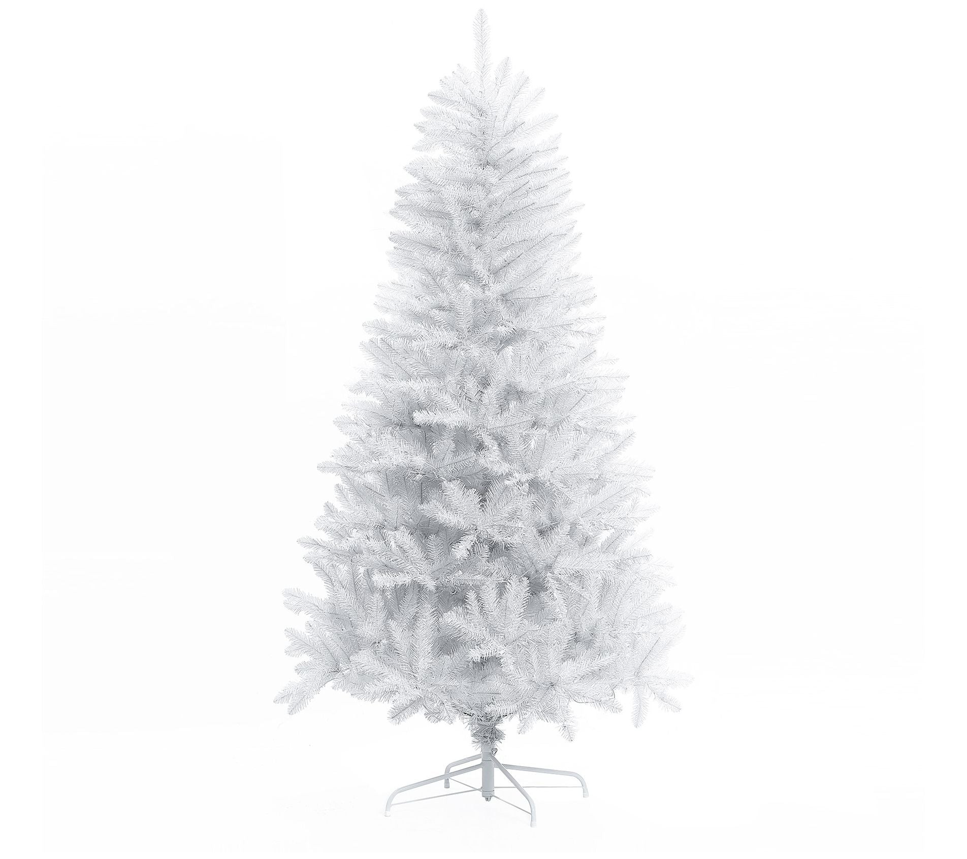 LuxenHome 6.5' Pre-Lit Artificial White Full Christmas Tree