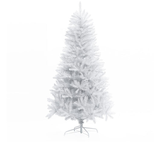 LuxenHome 6.5' Pre-Lit Artificial White Full Christmas Tree
