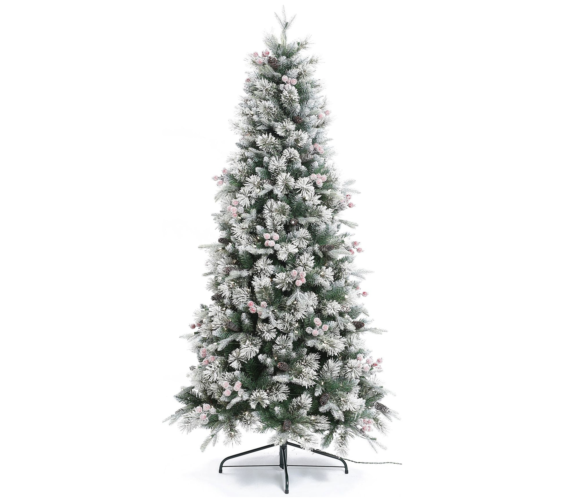 LuxenHome 6.5' Pre-Lit Flocked Artificial Pine Christmas Tree