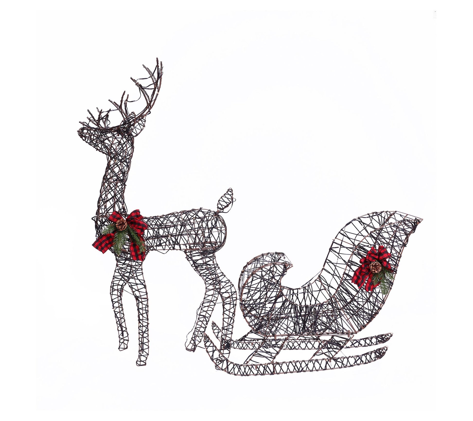 LuxenHome Reindeer and Sleigh Lighted Holiday Decoration