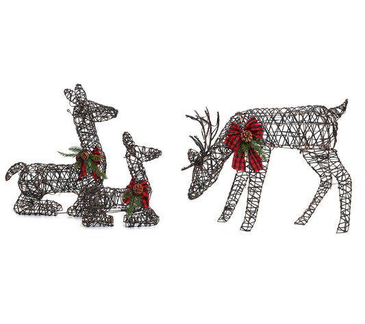 LuxenHome Set of 3 Deer Family Lighted Holiday Decoration