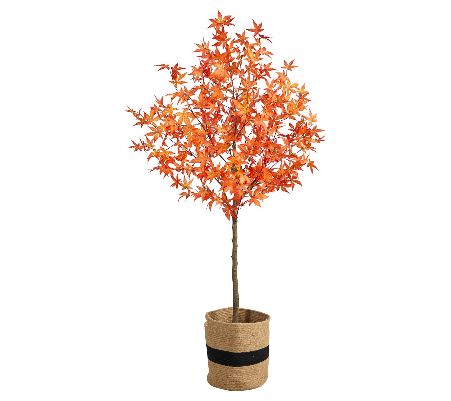 Nearly Natural 6-ft Artificial Autumn Maple Trewith Basket