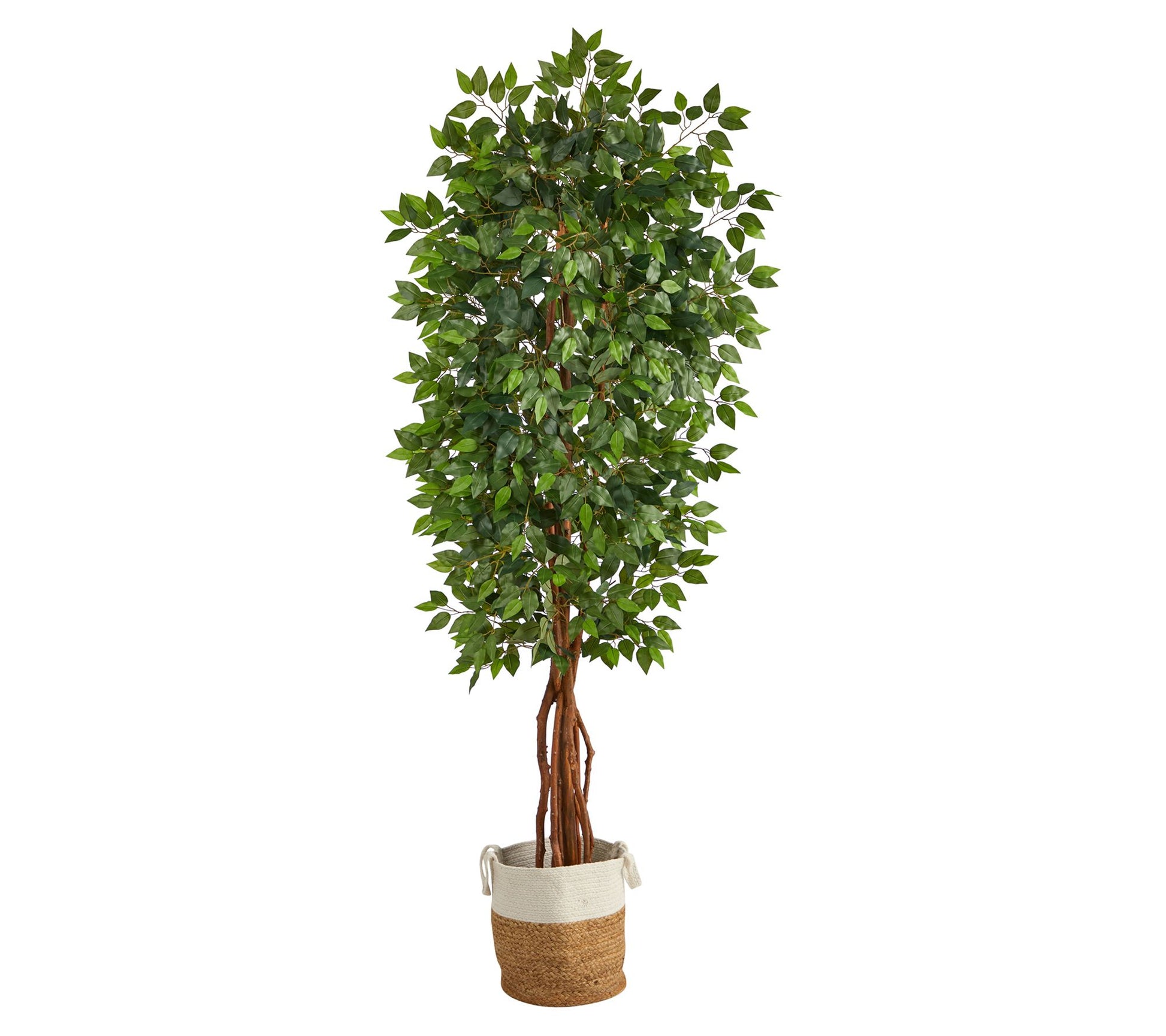 Nearly Natural 7.5-ft Artificial Deluxe Ficus Tree with Baske