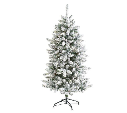 Nearly Natural 5' Flocked Livingston Fir Christmas Tree