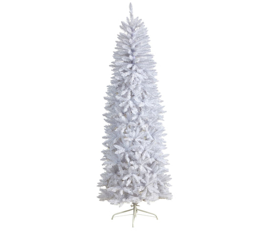 Nearly Natural 7' Slim White Artificial Christmas Tree
