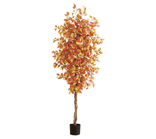 Nearly Natural 7-ft Autumn Ficus Artificial Fall Tree