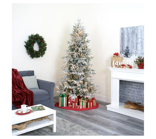 Nearly Natural 7.5' Flocked Manchester Faux Chr istmas Tree