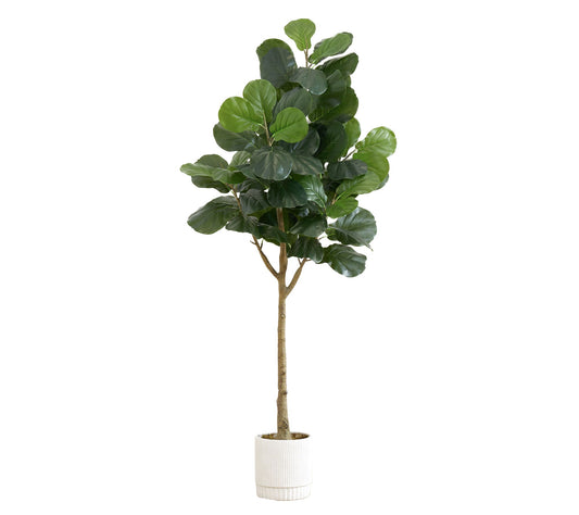 Nearly Natural 6' Artificial Fiddle Leaf Fig Tree in Planter