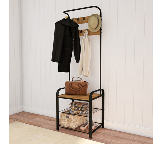 Lavish Home Bench with Coat Rack Metal Hall Tree with Seat
