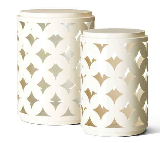 Glitzhome S/2 Modern Metal Frame Side Tables or  Accent Stools