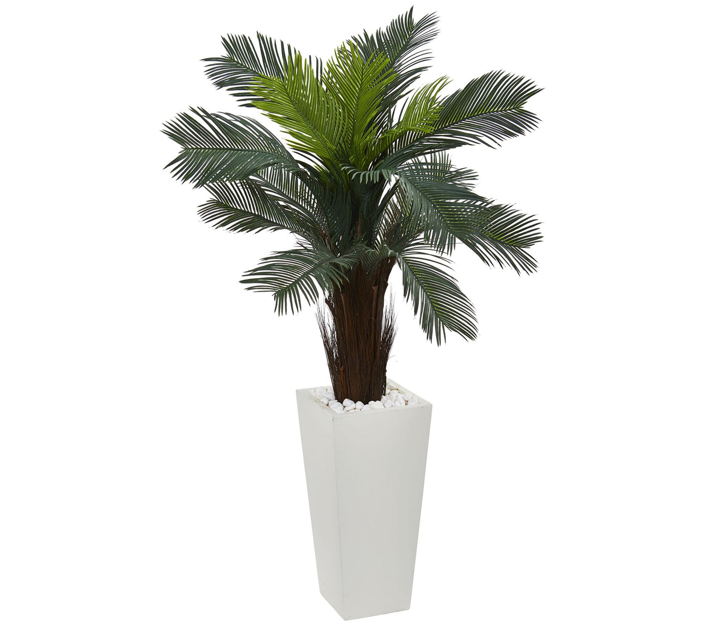 Nearly Natural 4.5' Cycas Faux Plant in White Tower Planter