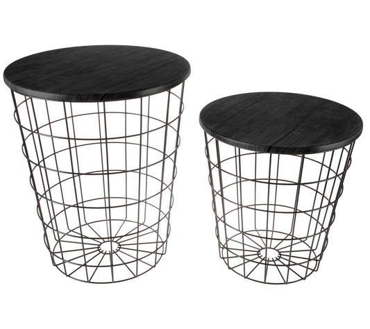 Lavish Home 2 Nesting Storage Side Tables Vintage Look