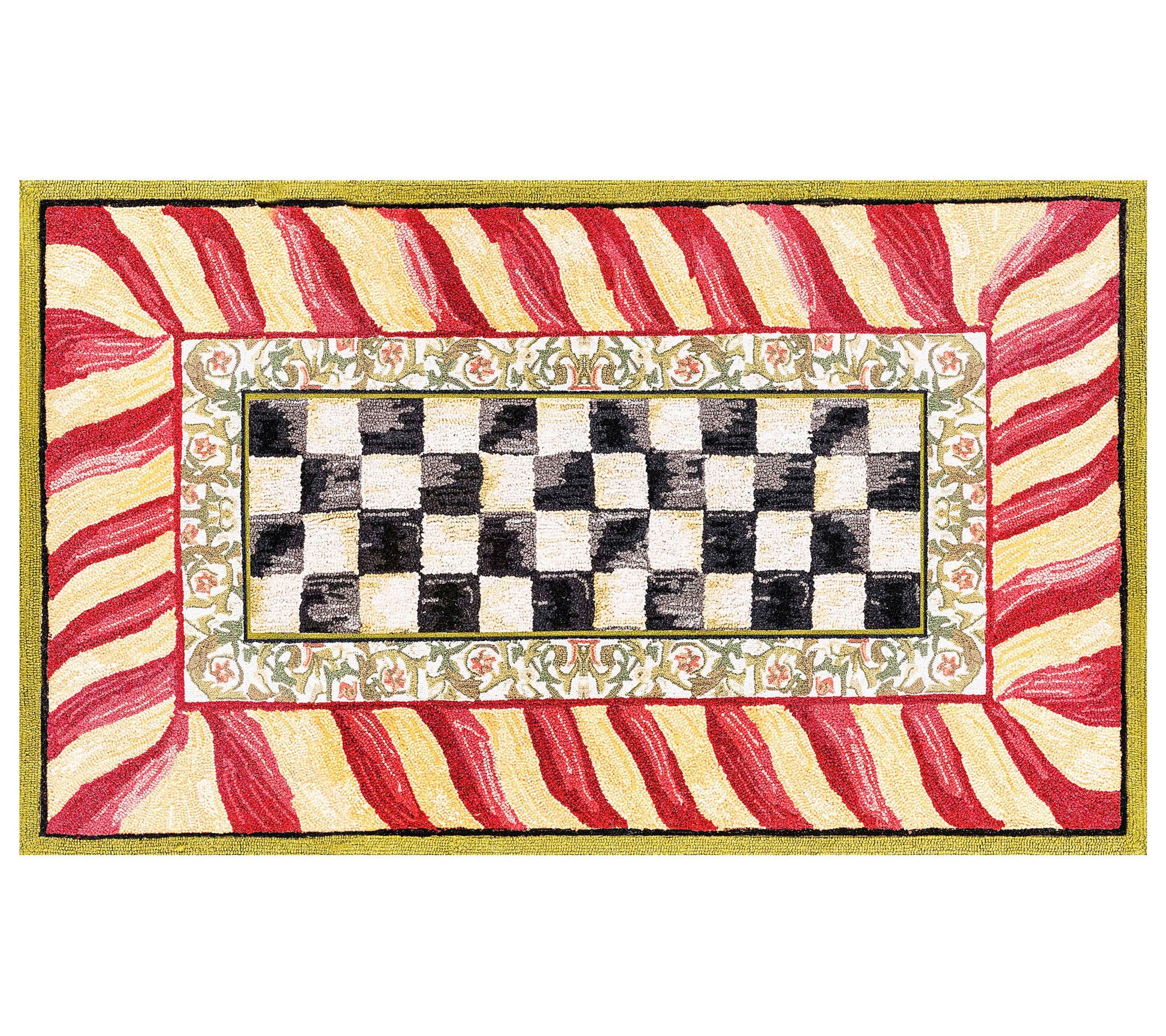 MacKenzie-Childs Courtly Check Red & Gold 3' x 5' Washable Rug