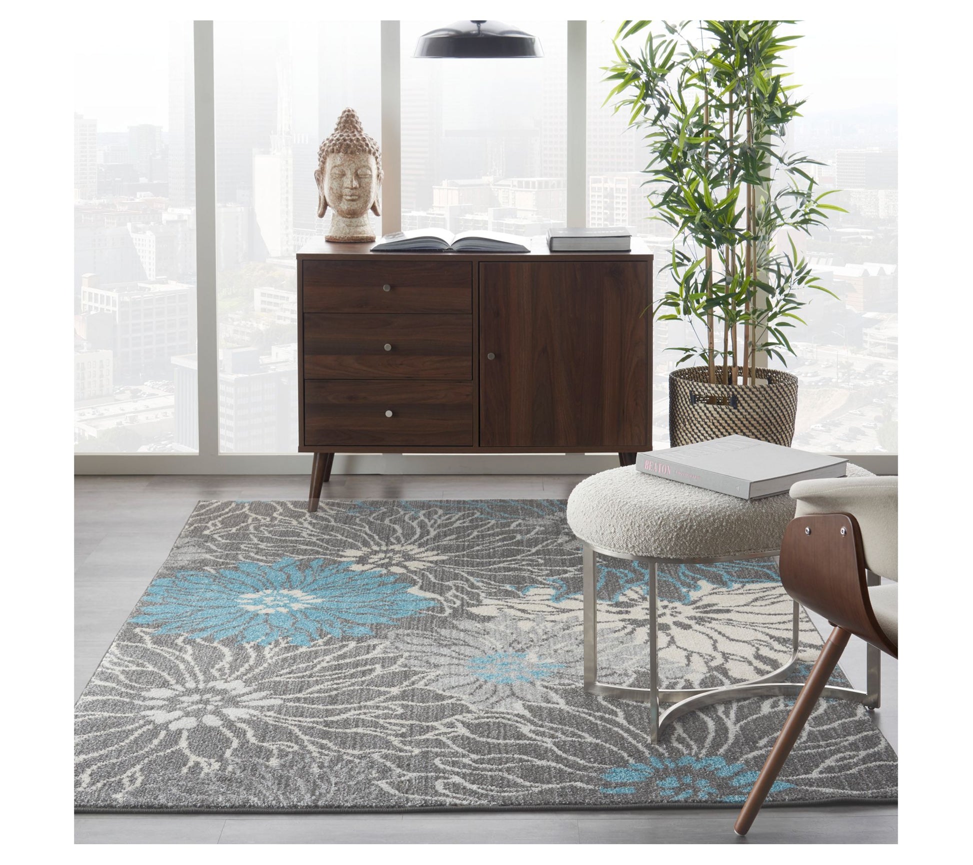 Nourison Passion 17 Charcoal/Blue 5' x 7' Rug