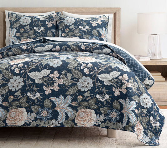 Lush Decor Sydney Reversible Cotton Quilt 3pc Set- F/Q