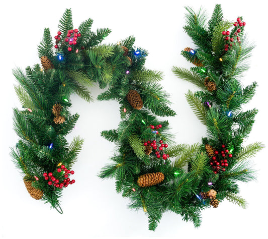 Celestial Lights Cone and Berry 9' Battery-Operated Garland
