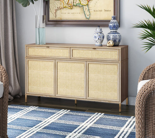 Twin Star Home 52" Sideboard W/ Drawers & Linen-Style Accents