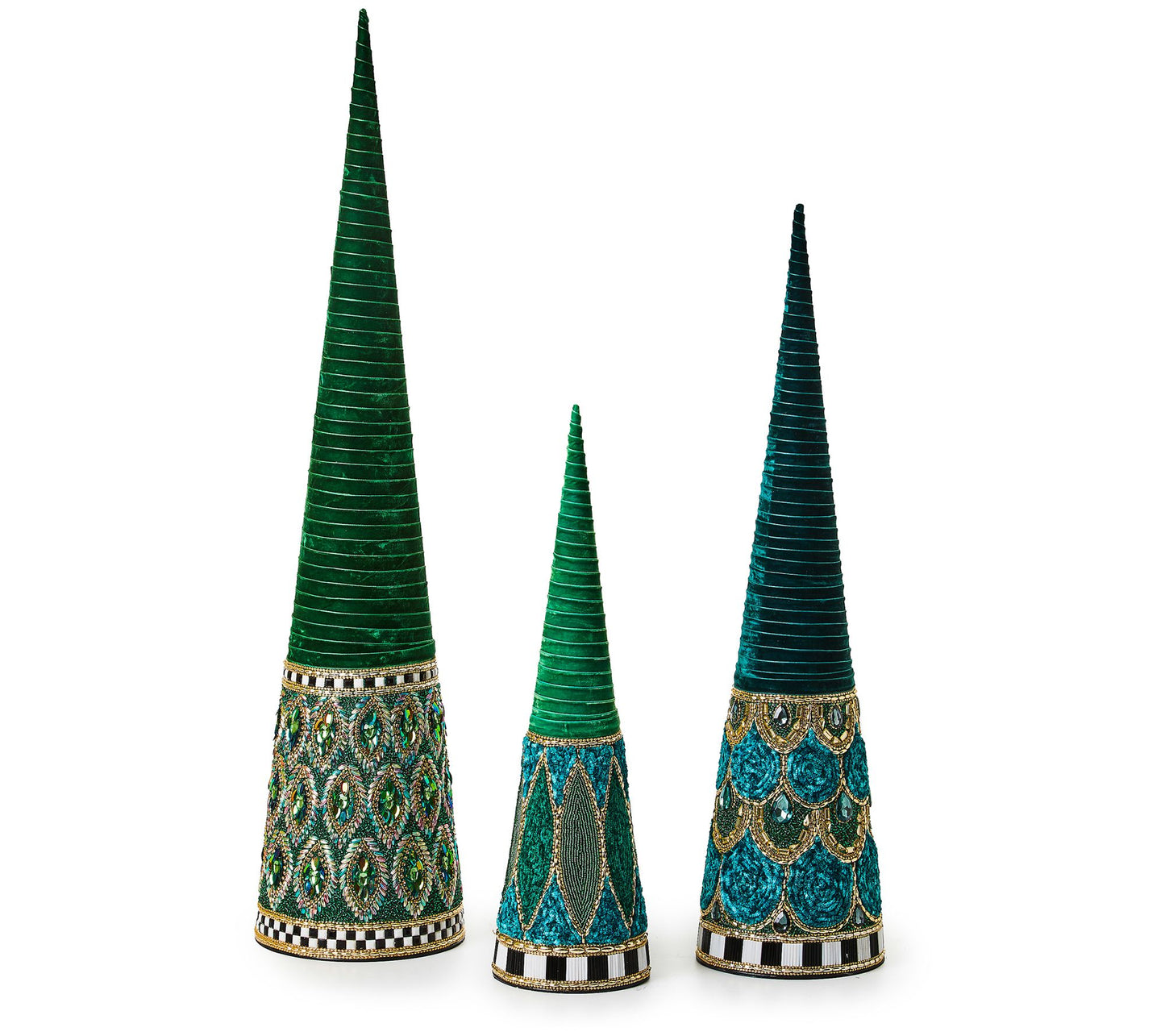 MacKenzie- Childs Set of 3 Emerald Luxe Beaded Trees