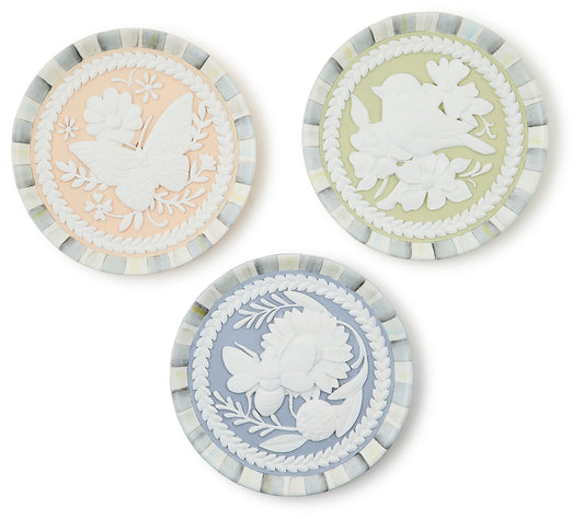 MacKenzie Childs Set of 3 Cameo Resin Trinket Trays
