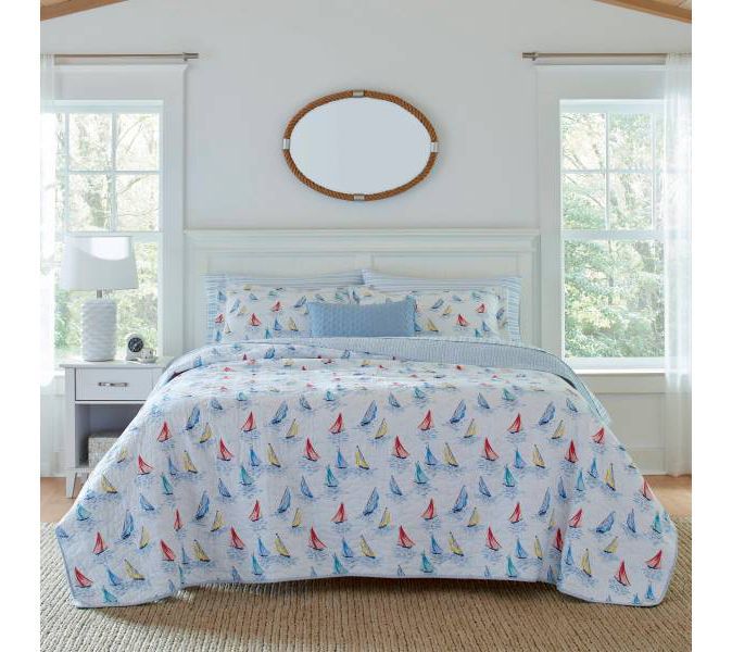 Laura Ashley Ahoy Bright Blue King Quilt-Sham Set