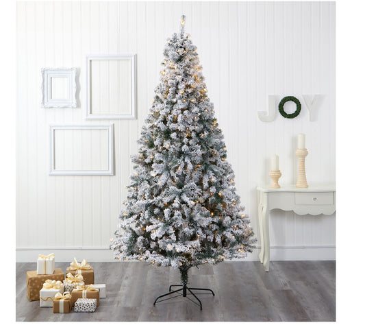 Nearly Natural 8-ft Flocked Rock Springs Christmas Tree