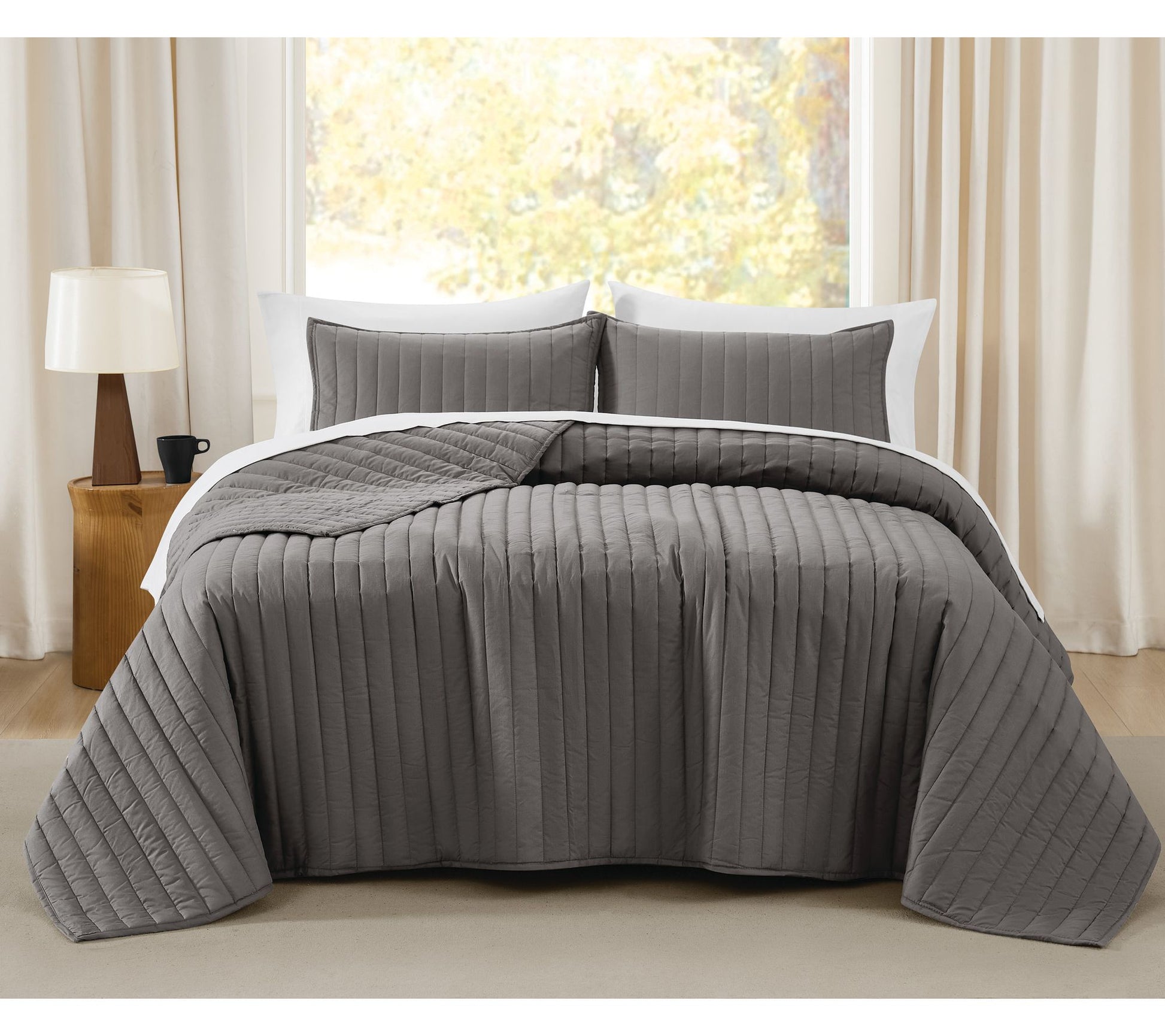 Brooklyn Loom Oversized Cotton Percale King 3pcQuilt Set