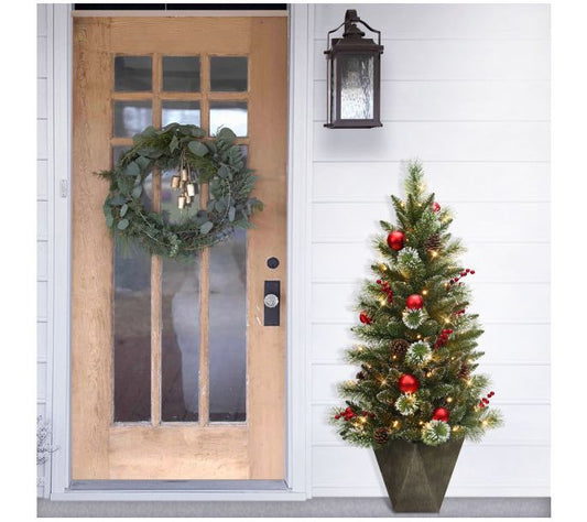 Puleo International 4' Pre-Lit Potted Adorned Christmas Tree