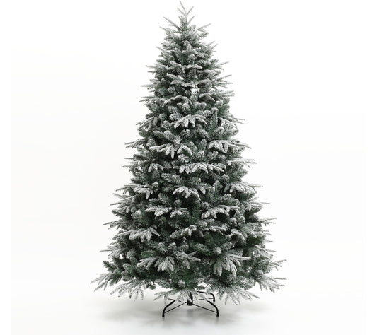 LuxenHome 7Ft Pre-Lit Flocked Fraser Fir Full Artificial Tree