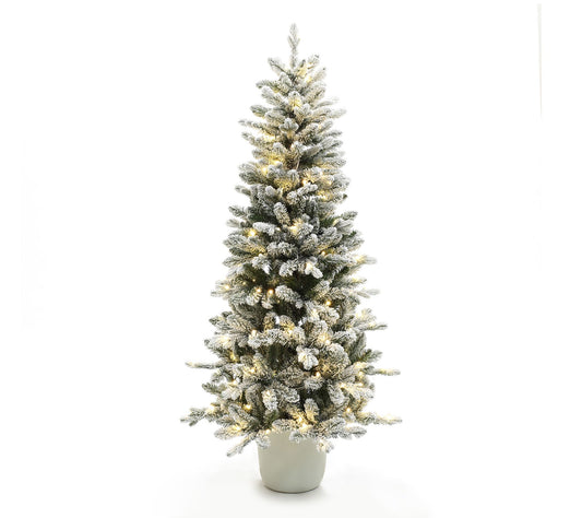 LuxenHome 5Ft Multicolored Pre-Lit Flocked Artificial Tree