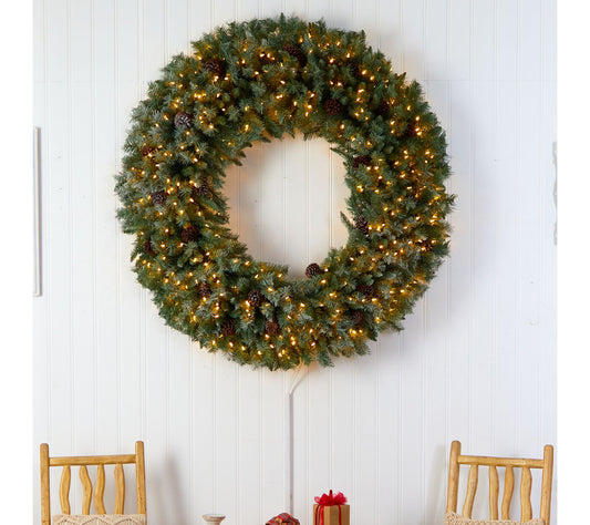 Nearly Natural 5' Giant Flocked Christmas Wreath