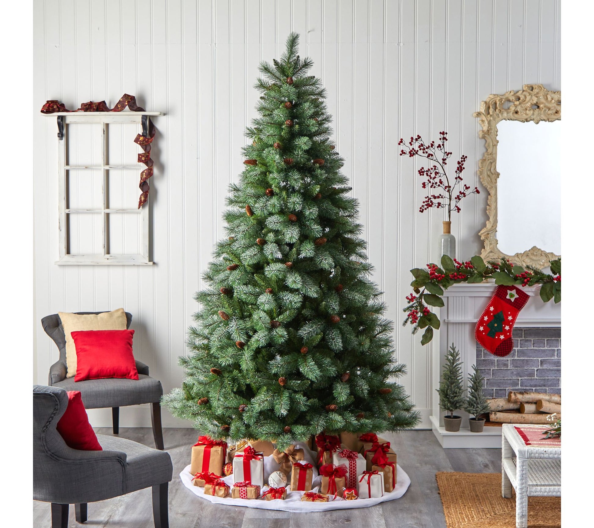 Nearly Natural 8' Snowed French Alps Mountain Pine Tree