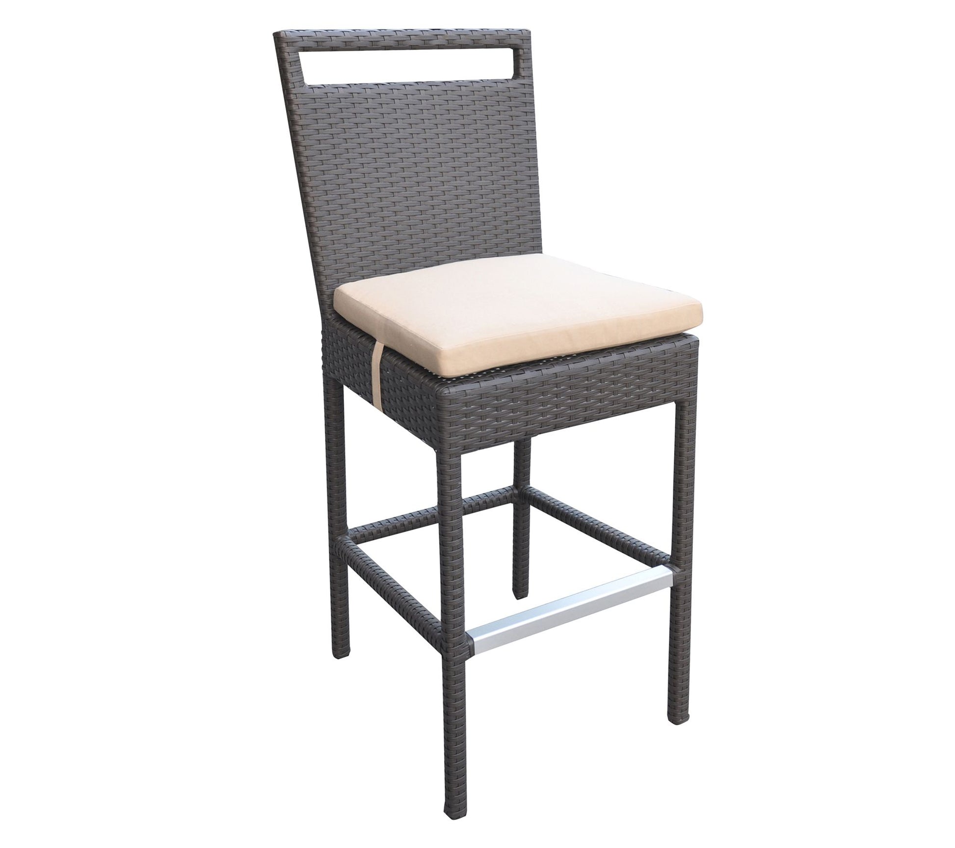 Armen Living Tropez Outdoor Wicker Barstool inFabric Cushions
