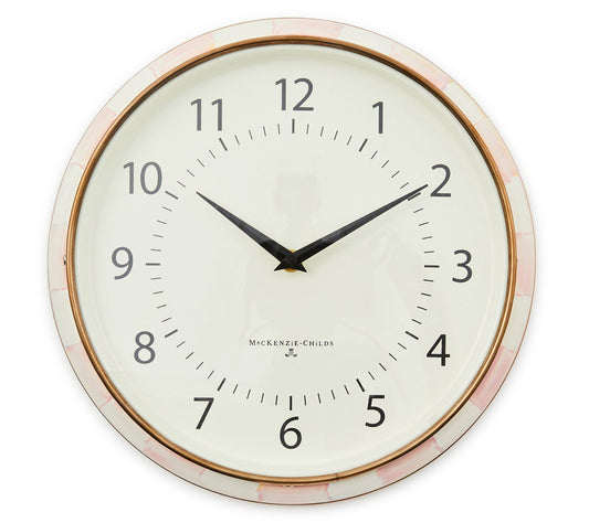 MacKenzie-Childs Rosy Check School Wall Clock