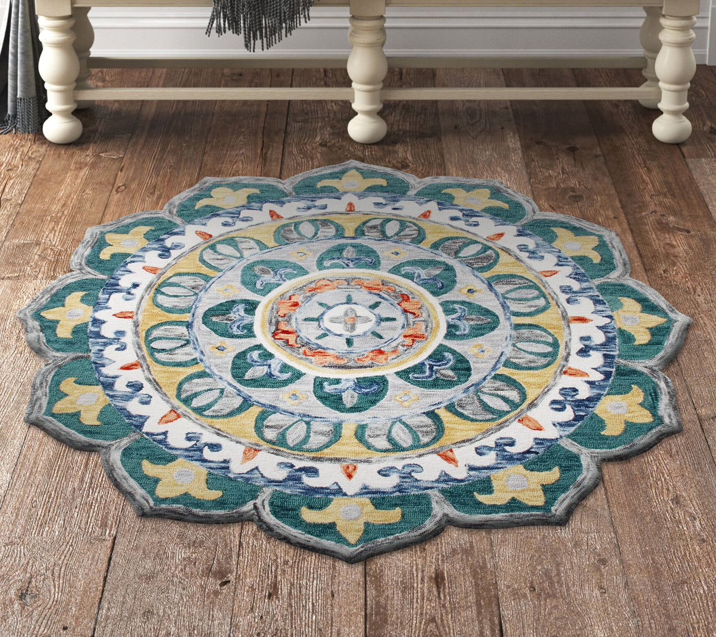 Ox Bay Bohemian Medallion Hand-Tufted Wool Indoor Rug 6' Round