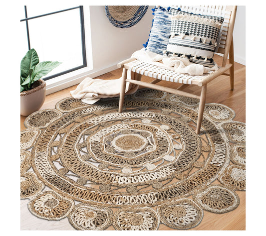 Ox Bay Modern Hand-Braided Circle Jute Indoor Rug, 6' Round