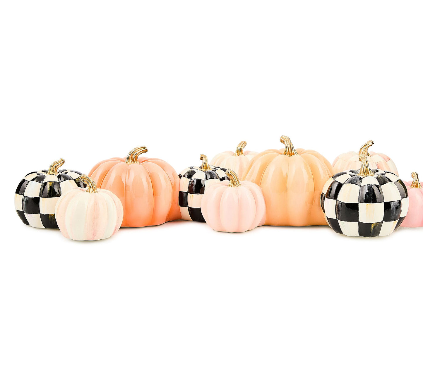 MacKenzie- Childs Hocus Pocus Check & Stripe Pumpkin Cluster