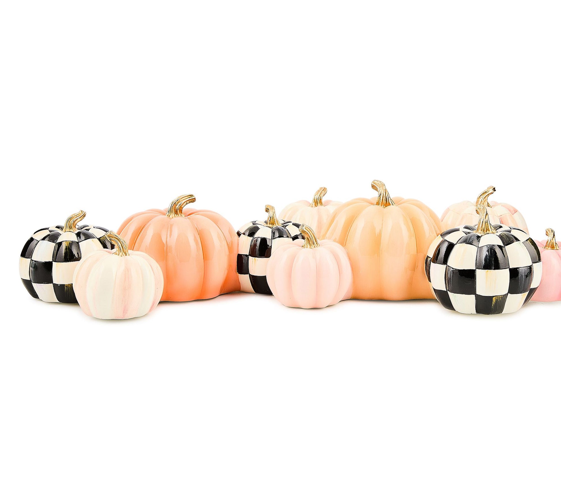 MacKenzie- Childs Hocus Pocus Check & Stripe Pumpkin Cluster