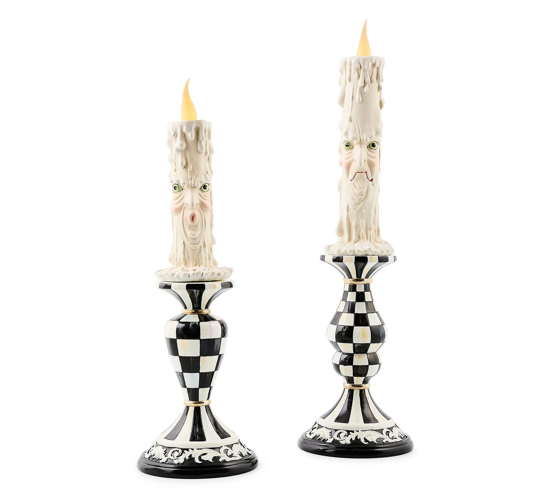 MacKenzie- Childs S/2 Spooky Illuminated Pillar Candles