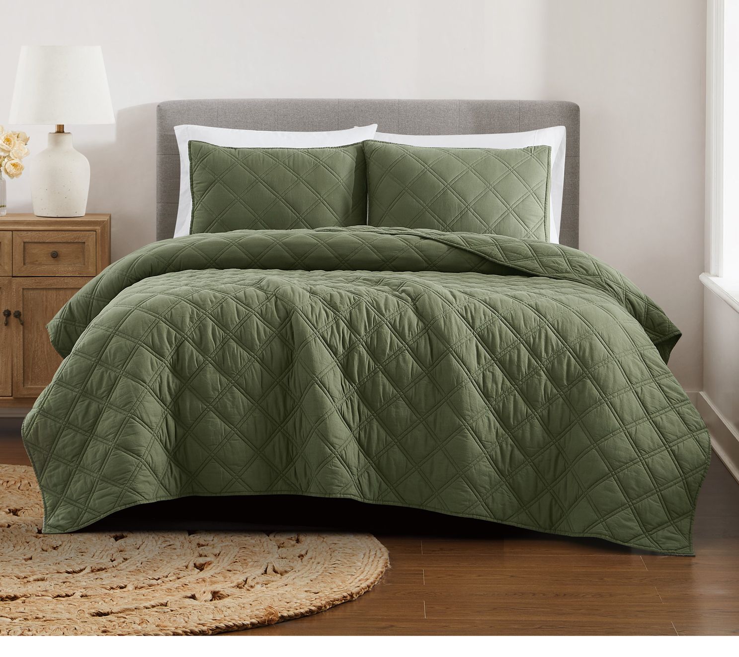 Brooklyn Loom Diamond Washed Cotton Twin/Twin XL Quilt Set