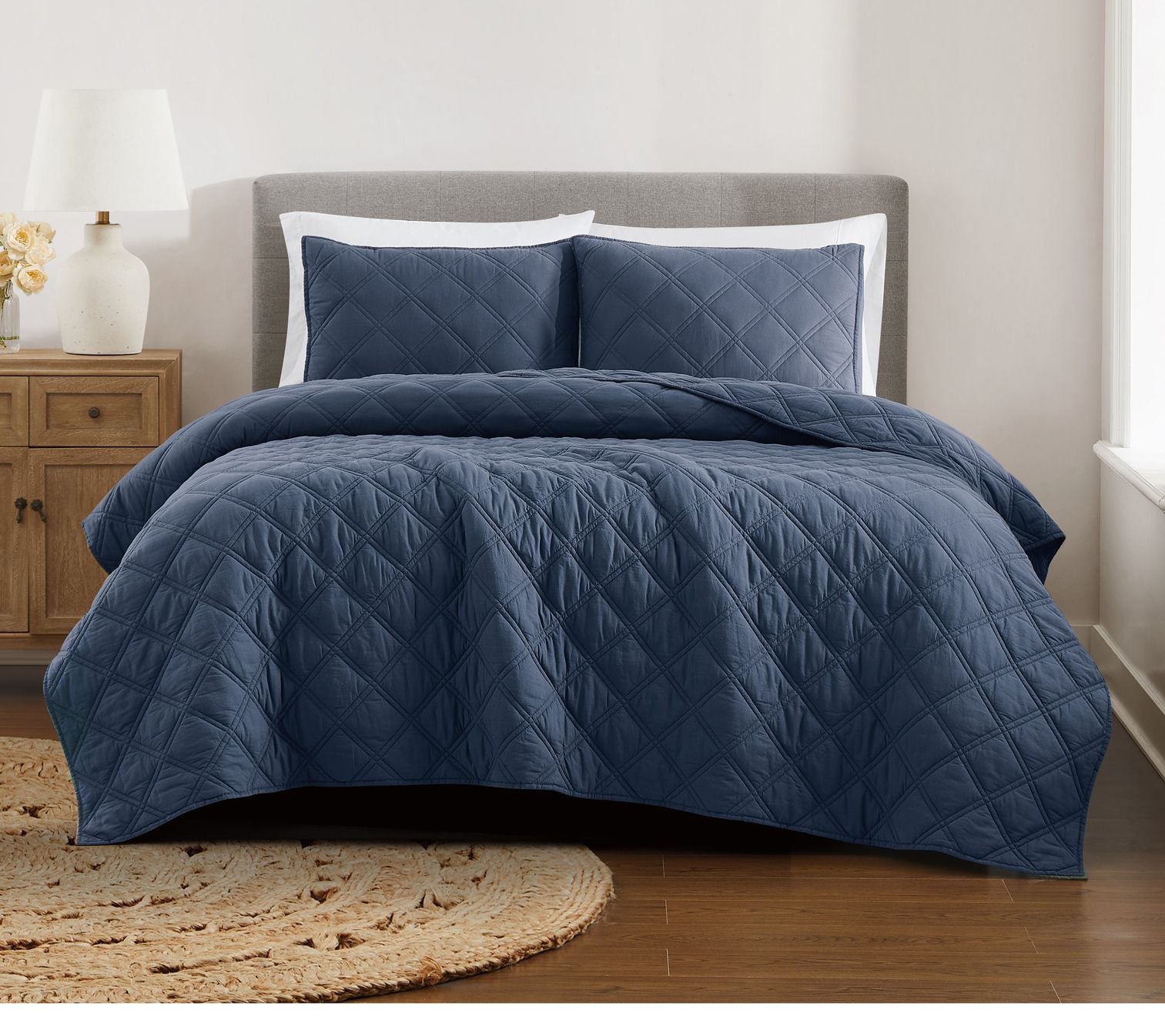 Brooklyn Loom Diamond Washed Cotton King QuiltSet
