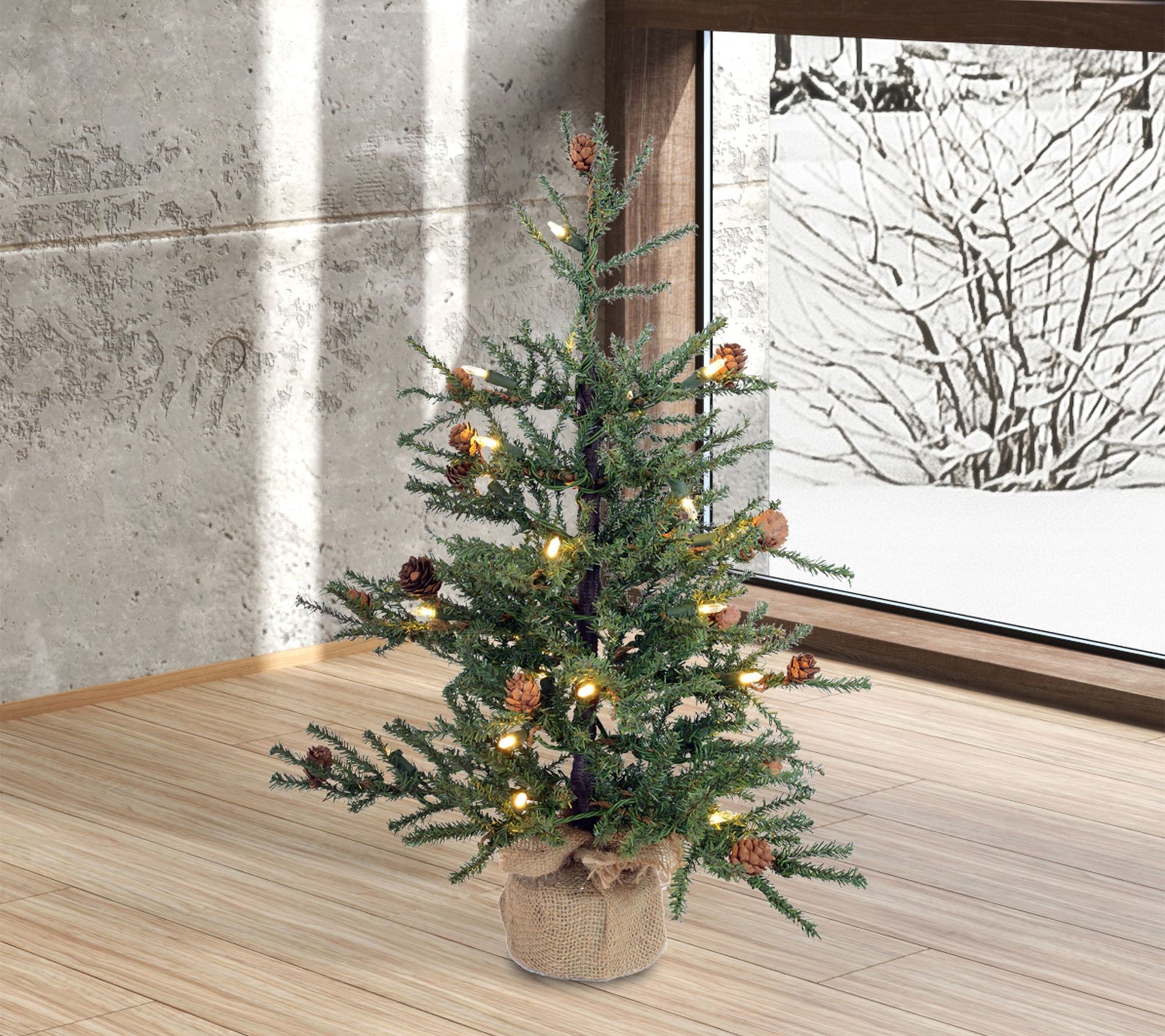 Vickerman 36" Carmel Pine Artificial Pre-Lit Christmas Tree