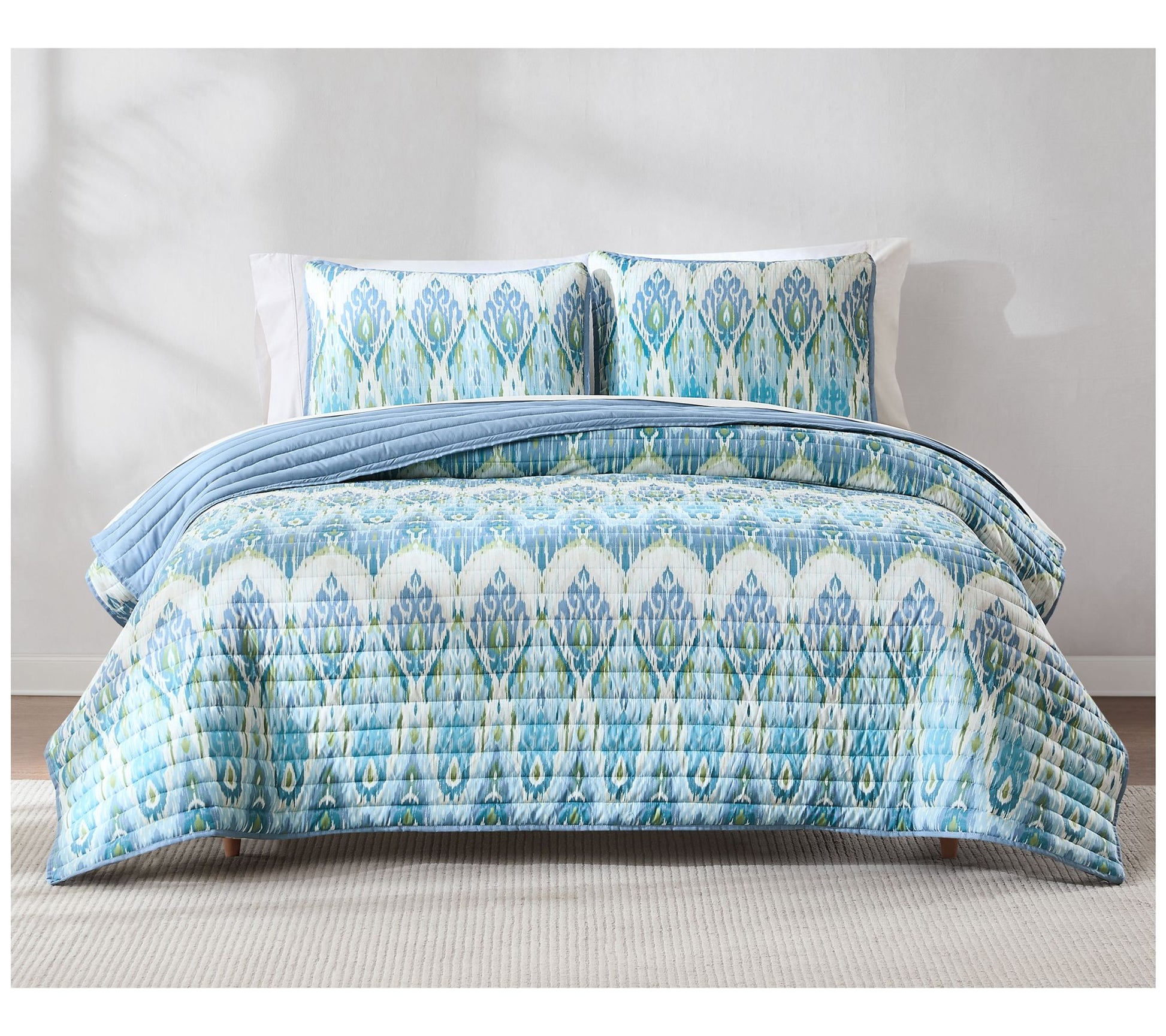 Lush Decor Ikat Drops Quilt Teal 3Pc Set King/Cal King