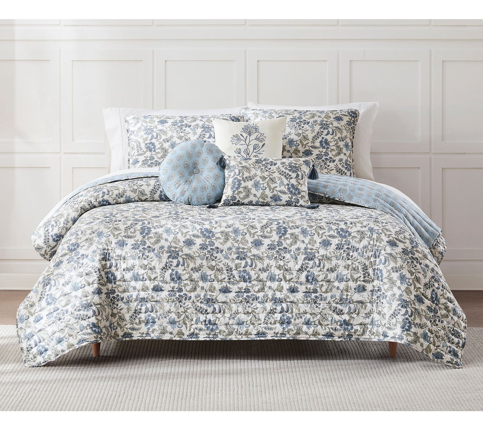 Lush Decor Lillian Block Reversible Quilt 6Pc Set King/Cal K