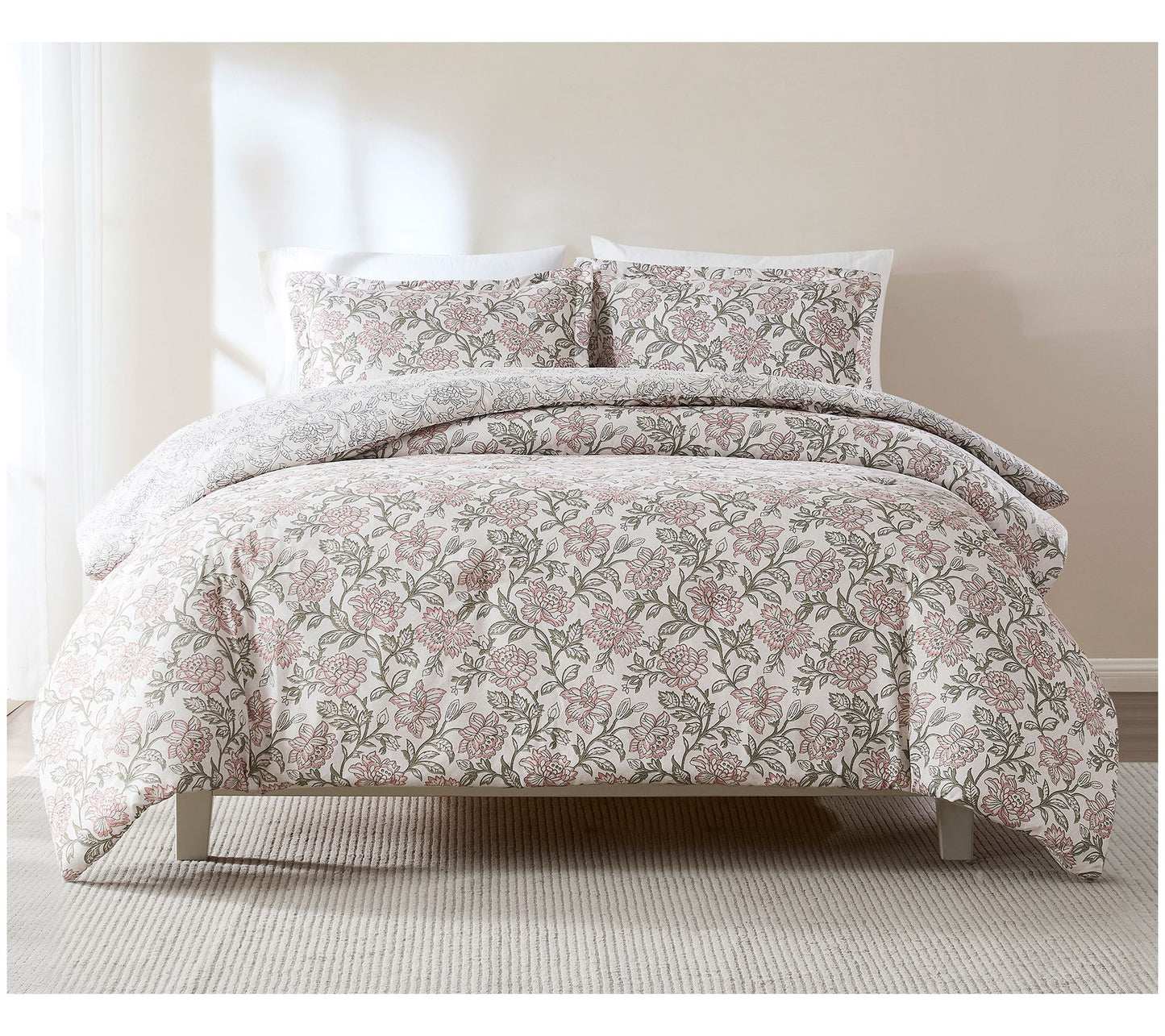 Lush Decor Zara Floral Block Reversible Comforter 3Pc Set F/Q