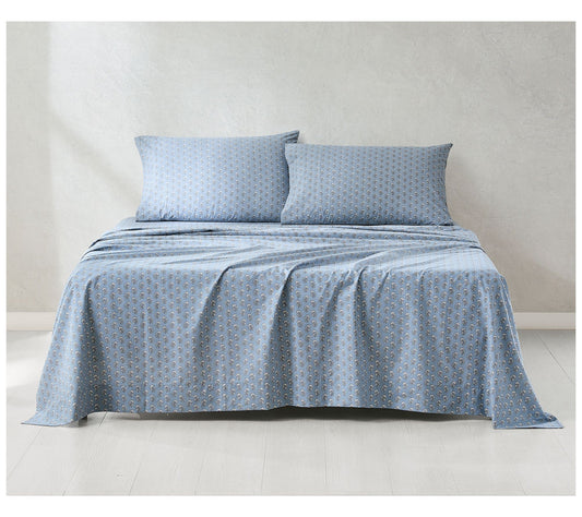 Lush Decor Freesia Cotton Sheet Set Blue 4-Piece Set King