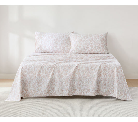 Lush Decor Peony Toile Cotton Sheet Set Peach 4-Piece Set King