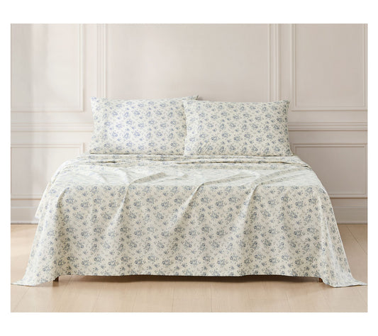 Lush Decor Rose Garden Cotton Sheet Set Blue 4-Piece Set King